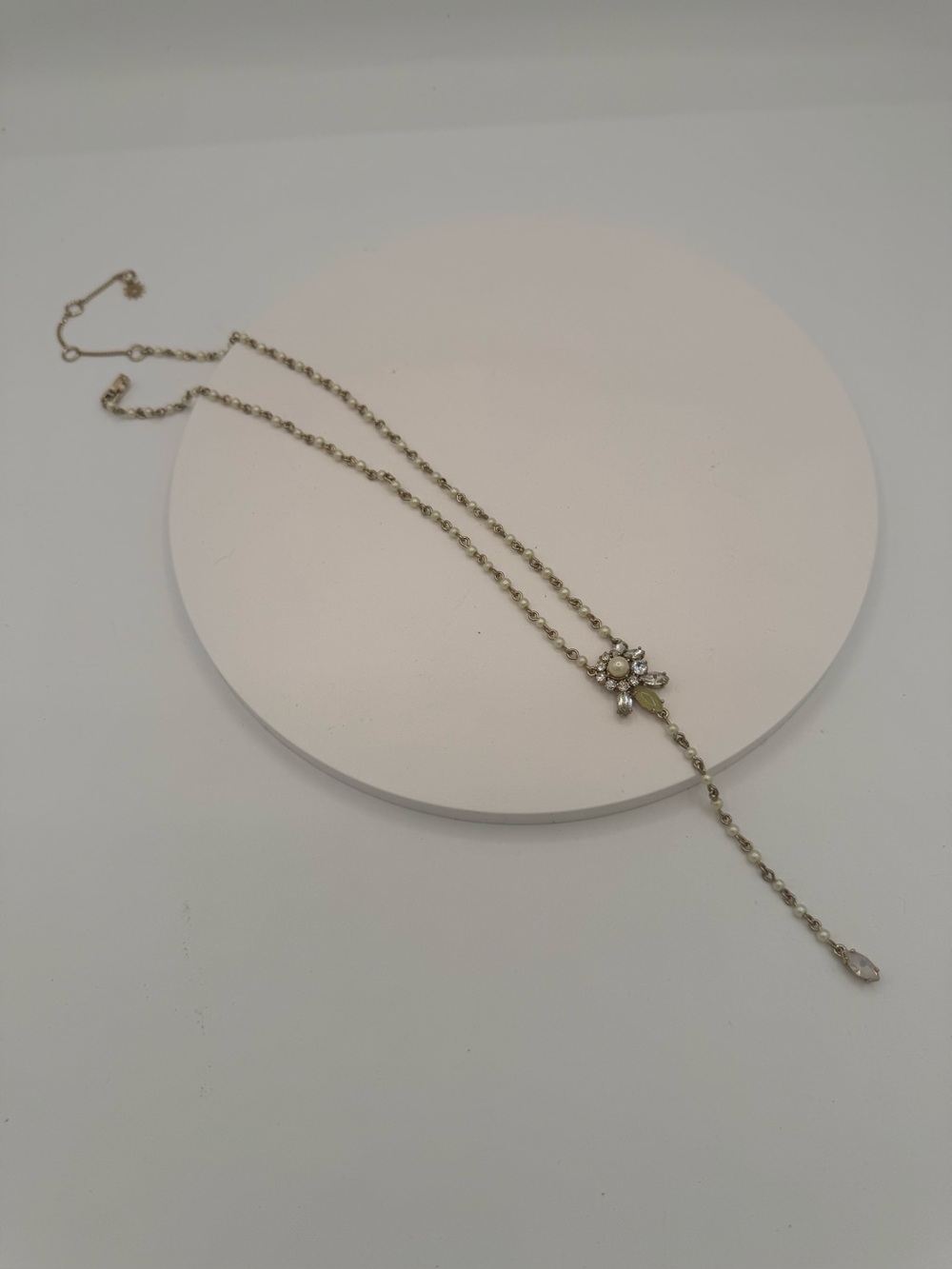 Marchesa Pearl Crystal Floral Y-Drop Lariat Necklace